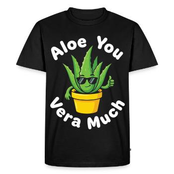 Aloe You Vera Much Succulent Cactus Pun - Men's Premium Organic T-Shirt - black - Front - Nico (187cm)