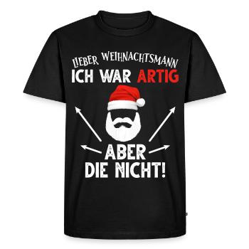 Dear Santa Claus, I was well-behaved, but they weren't - Men's Premium Organic T-Shirt - black - Front - Nico (187cm)