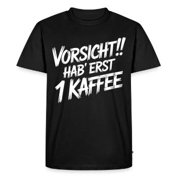 Caution First 1 coffee - Men's Premium Organic T-Shirt - black - Front - Nico (187cm)