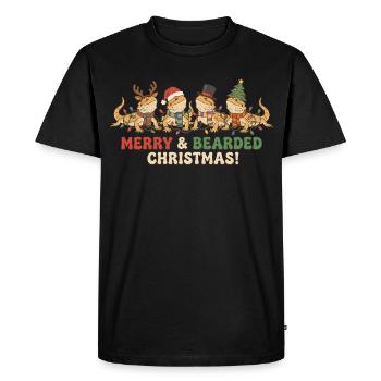 Lumières de Noël Bearded Dragon Vintage - T-shirt Premium bio Homme - noir - Devant - Nico (187cm)