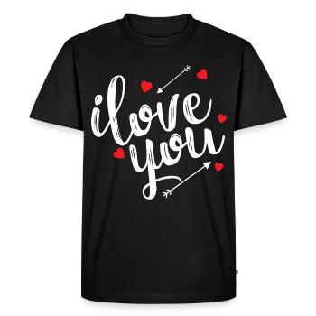 Je T'aime Déclaration Amour Romantique Passion - T-shirt Premium bio Homme - noir - Devant - Nico (187cm)
