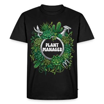 Funny Plant Manager Succulent Cactus - Men's Premium Organic T-Shirt - black - Front - Nico (187cm)