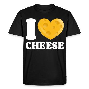 J’adore le fromage J’adore le fromage Un amateur de fromage Accro au fromage - T-shirt Premium bio Homme - noir - Devant - Nico (187cm)