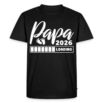 Chargement Papa 2026 - Grossesse - Cadeau - T-shirt Premium bio Homme - noir - Devant - Nico (187cm)