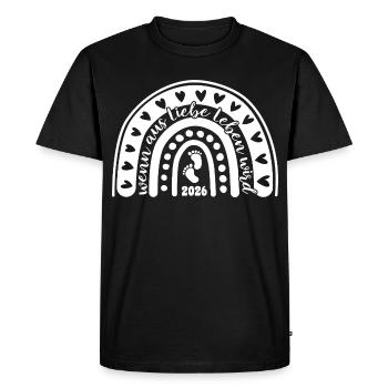 Quand l’amour devient vie - Bébé 2026 - T-shirt Premium bio Homme - noir - Devant - Nico (187cm)