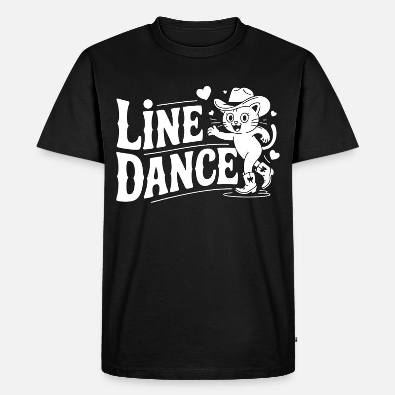 Line Dance Katze Silhouette - Männer Premium Bio T-Shirt - Schwarz