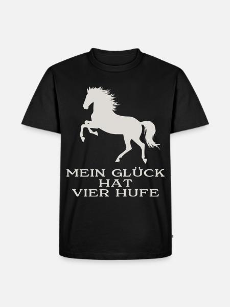 Mein Glück hat vier Hufe - Männer Premium Bio T-Shirt - Schwarz
