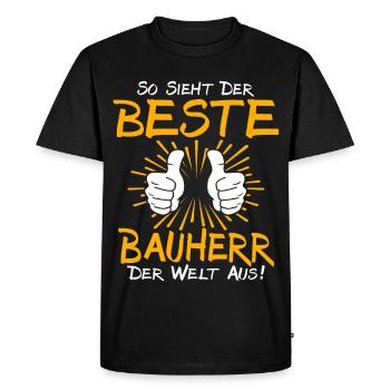 Bauherr Geschenkidee - Männer Premium Bio T-Shirt - Schwarz - Vorne - Nico (187cm)