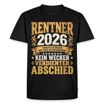 Retraités 2026 : Pas de réveil, adieu mérité - T-shirt Premium bio Homme - noir - Devant - Nico (187cm)