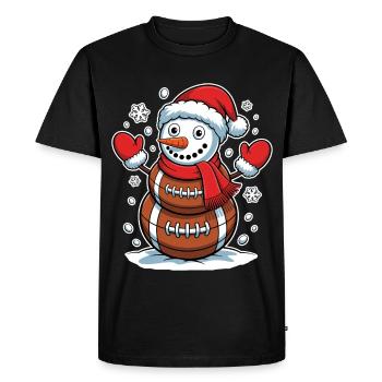 Football Bonhomme de neige Papa Noël Chapeau Rugby Bonhomme de neige Football - T-shirt Premium bio Homme - noir - Devant - Nico (187cm)