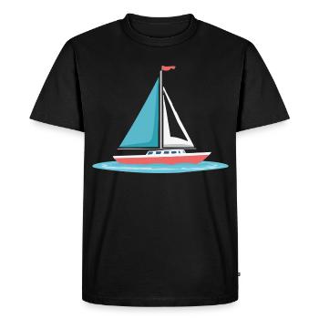 Motif de voilier en Mint & Red - T-shirt Premium bio Homme - noir - Devant - Nico (187cm)