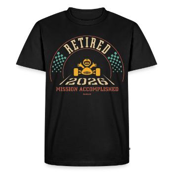 Retired 2026 – Mission Accomplished (Retiree / 4C) - Men's Premium Organic T-Shirt - black - Front - Nico (187cm)