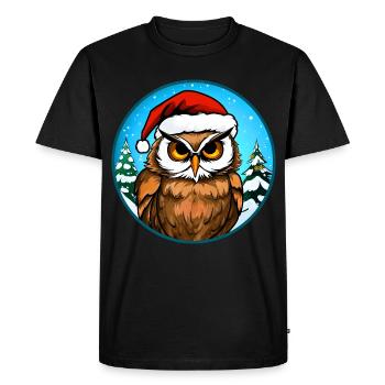 Hiboux Noël - T-shirt Premium bio Homme - noir - Devant - Nico (187cm)