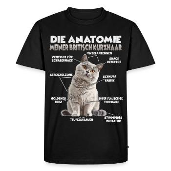 T britannique à cheveux court | Porte-chat T Short britannique - T-shirt Premium bio Homme - noir - Devant - Nico (187cm)