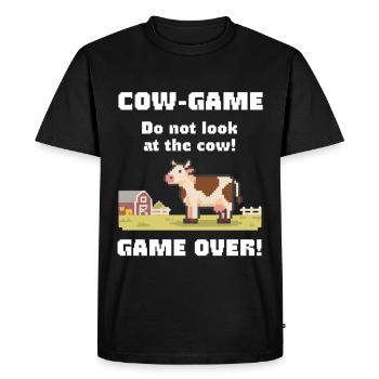 Jeu de Vaches Vaches Rétro - T-shirt Premium bio Homme - noir - Devant - Nico (187cm)
