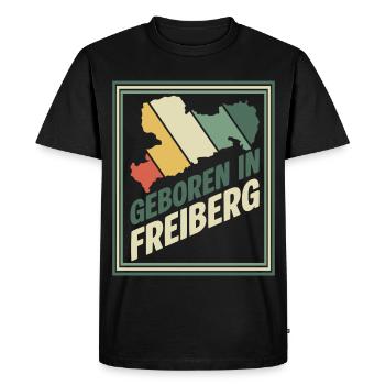 Born in Freiberg - Men's Premium Organic T-Shirt - black - Front - Nico (187cm)
