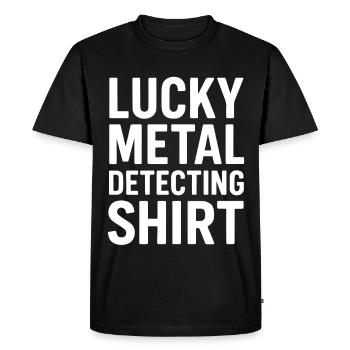 Chanceux Metal Detecting Shirt Chasseur de Trésors - T-shirt Premium bio Homme - noir - Devant - Nico (187cm)