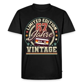 67th Birthday Vintage Audio Cassette 67 Years - Men's Premium Organic T-Shirt - black - Front - Nico (187cm)