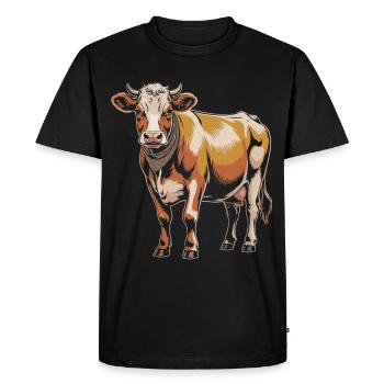 Vache avec bandana – Illustration rustique - T-shirt Premium bio Homme - noir - Devant - Nico (187cm)