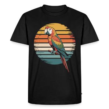 Perroquet coloré dans un coucher de soleil rétro - T-shirt Premium bio Homme - noir - Devant - Nico (187cm)