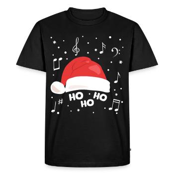 Chopeau de Noël musical avec notes musicales - T-shirt Premium bio Homme - noir - Devant - Nico (187cm)