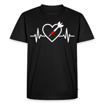 Cœur Fléchettes – Passion Précision - T-shirt Premium bio Homme - noir - Devant - Nico (187cm)