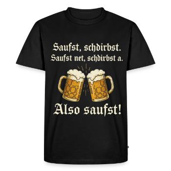 Dicton de la bière bavaroise - T-shirt Premium bio Homme - noir - Devant - Nico (187cm)