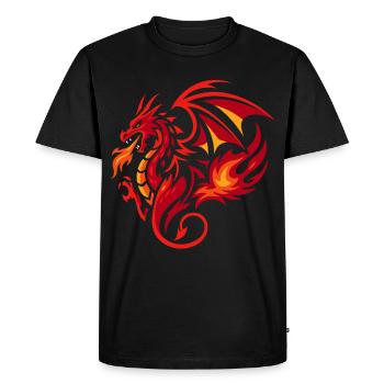 Tribal Dragon Flame Red Tattoo Style - Men's Premium Organic T-Shirt - black - Front - Nico (187cm)