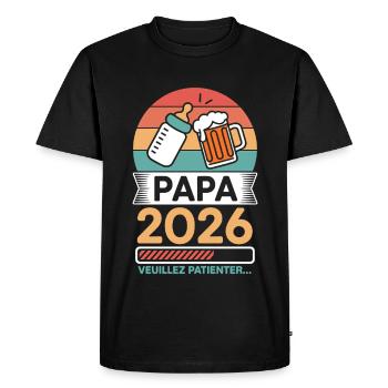 Papa 2026 Bitte warte Zukünftiger Papa-Humor - Männer Premium Bio T-Shirt - Schwarz - Vorne - Nico (187cm)