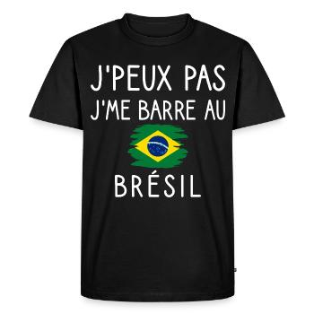 J’peux Pas J’me Barre au Brésil Humour Voyage - T-shirt Premium bio Homme - noir - Devant - Nico (187cm)