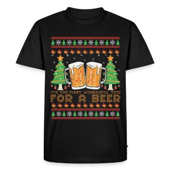 Ugly Sweater Best Time for Beer Christmas - Men's Premium Organic T-Shirt - black - Front - Nico (187cm)