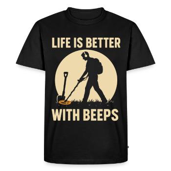 Life Is Better With Beeps Metal Detecting Treasure - Men's Premium Organic T-Shirt - black - Front - Nico (187cm)