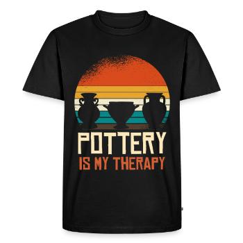 Pottery is my therapy - Men's Premium Organic T-Shirt - black - Front - Nico (187cm)