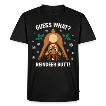 Devine quoi blague de Noël sur les fesses de renne - T-shirt Premium bio Homme - noir - Devant - Nico (187cm)