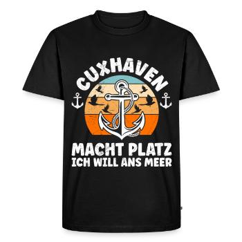 Cuxhaven LAISSE PASSER JE VEUX ALLER À LA MER Drôle - T-shirt Premium bio Homme - noir - Devant - Nico (187cm)