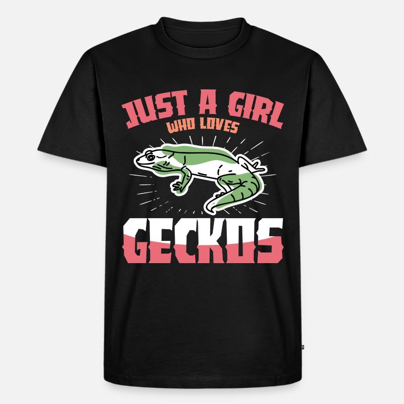 Gecko Vibes: Nur ein Mädchen - Männer Premium Bio T-Shirt - Schwarz