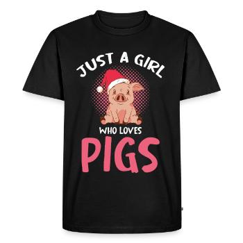 Just a Girl Who Loves Pigs – Christmas Pig - Men's Premium Organic T-Shirt - black - Front - Nico (187cm)