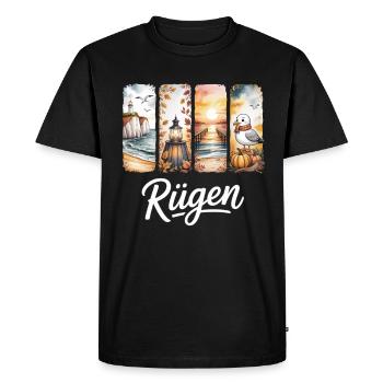 Rügen Baltic Sea Design Lighthouse Seagull - Men's Premium Organic T-Shirt - black - Front - Nico (187cm)