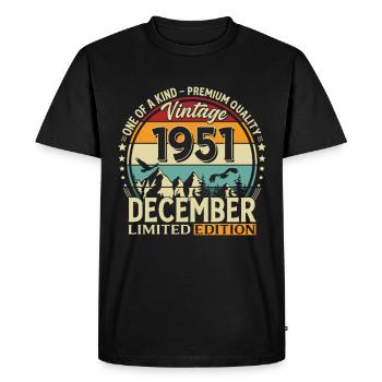 Cadeau d’anniversaire 74 Voiture vintage décembre 1951 - T-shirt Premium bio Homme - noir - Devant - Nico (187cm)