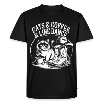 Cats Coffee Line Dance - Men's Premium Organic T-Shirt - black - Front - Nico (187cm)