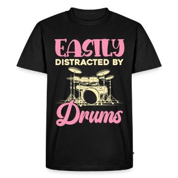 Easily distracted by drums - Men's Premium Organic T-Shirt - black - Front - Nico (187cm)