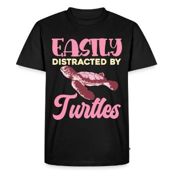 Facilement distraite par les tortues - T-shirt Premium bio Homme - noir - Devant - Nico (187cm)