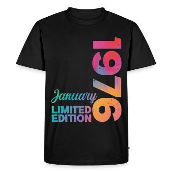 Anniversaire Janvier 1976 Né en Janvier Cadeau - T-shirt Premium bio Homme - noir - Devant - Nico (187cm)