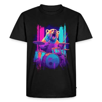 Wild Bear on Drums - Rock Drummer Gift - Men's Premium Organic T-Shirt - black - Front - Nico (187cm)