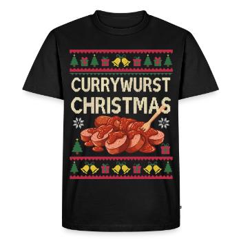 Merry Currymas Currywurst Christmas Xmas Sausage - Men's Premium Organic T-Shirt - black - Front - Nico (187cm)