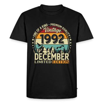 33rd Birthday Vintage December Vintage 1992 - Men's Premium Organic T-Shirt - black - Front - Nico (187cm)