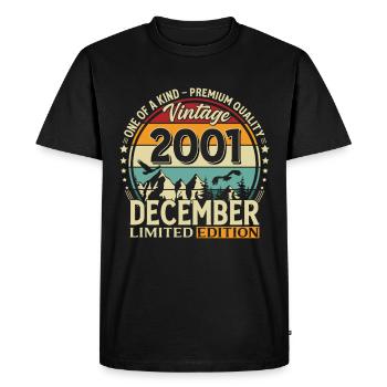 24th Birthday Vintage December Vintage 2001 - Men's Premium Organic T-Shirt - black - Front - Nico (187cm)