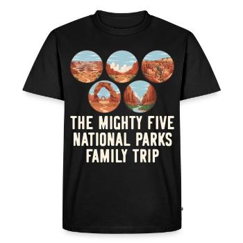 Cinq parcs nationaux : Tournée familiale de l’Utah - T-shirt Premium bio Homme - noir - Devant - Nico (187cm)