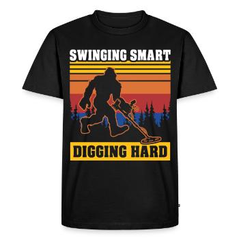 Sasquatches Pêche en terre avec Big Foot - T-shirt Premium bio Homme - noir - Devant - Nico (187cm)