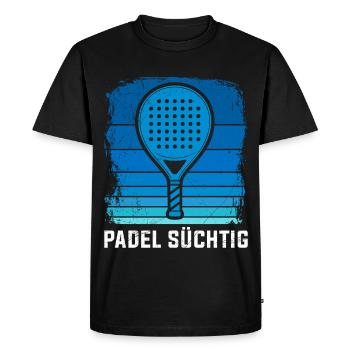 Hobby de padel Jeux de padel PASSIONNÉS de PADEL Plaisir - T-shirt Premium bio Homme - noir - Devant - Nico (187cm)